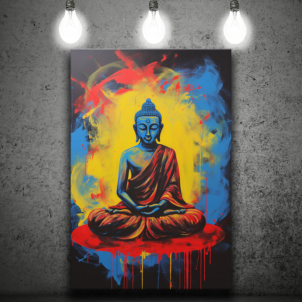 Buddha Meditate Acrylic Painting Mixed Color, Painting Art, Canvas Prints Wall Art Home Decor
