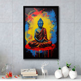 Buddha Meditate Acrylic Painting Mixed Color,Framed Canvas Prints,Floating Frame, Wall Art Home Decor