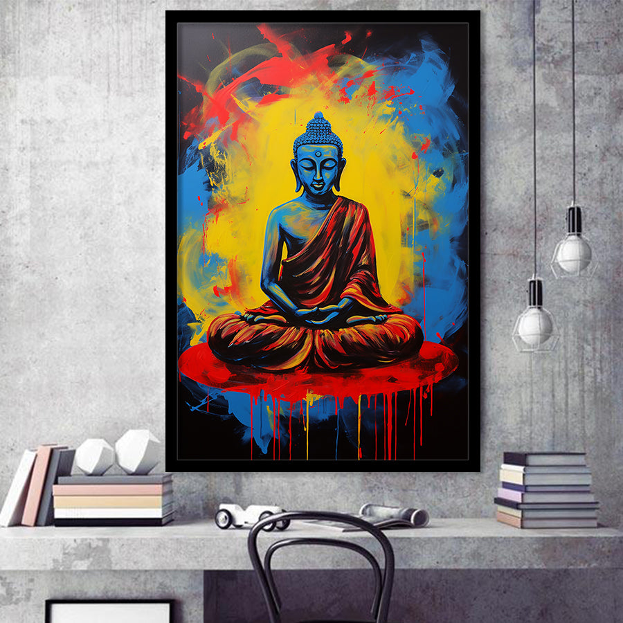 Buddha Meditate Acrylic Painting Mixed Color, Painting Art, Framed Art Prints Wall Decor