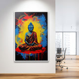 Buddha Meditate Acrylic Painting Mixed Color,Framed Canvas Prints,Floating Frame, Wall Art Home Decor
