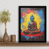 Buddha Meditate Acrylic Painting Mixed Color,Framed Canvas Prints,Floating Frame, Wall Art Home Decor