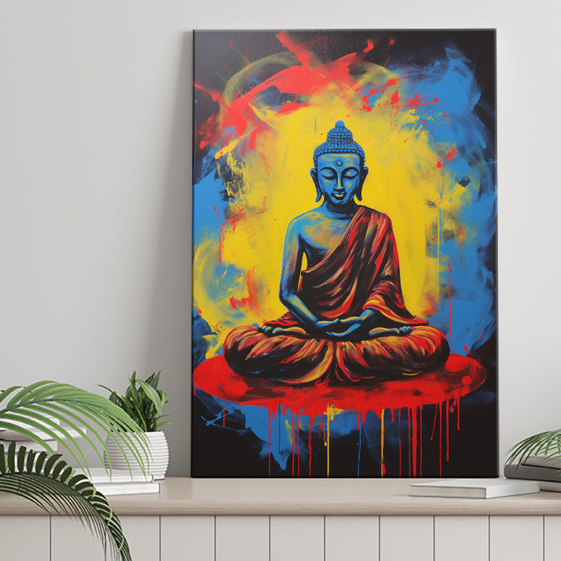 Buddha Meditate Acrylic Painting Mixed Color, Painting Art, Canvas Prints Wall Art Home Decor