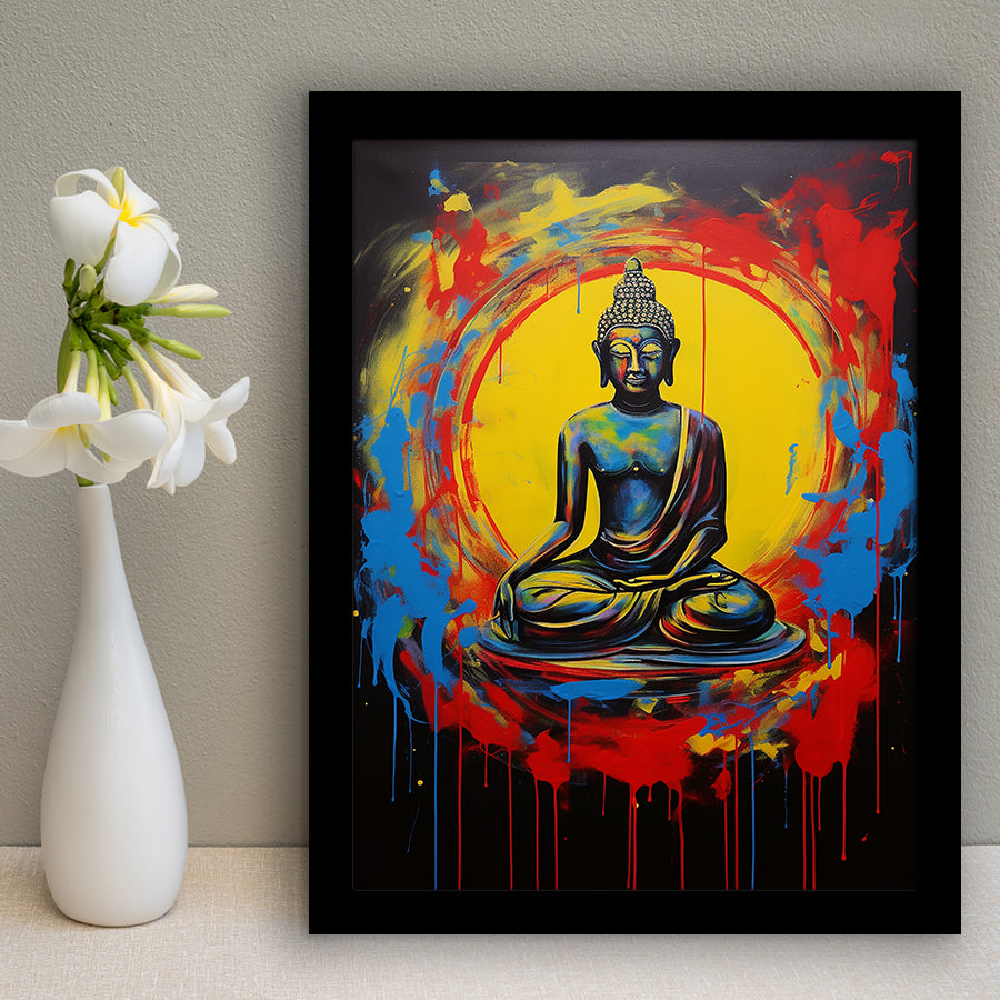 Buddha Meditate Fullbody Acrylic Painting, Painting Art, Framed Art Prints Wall Decor