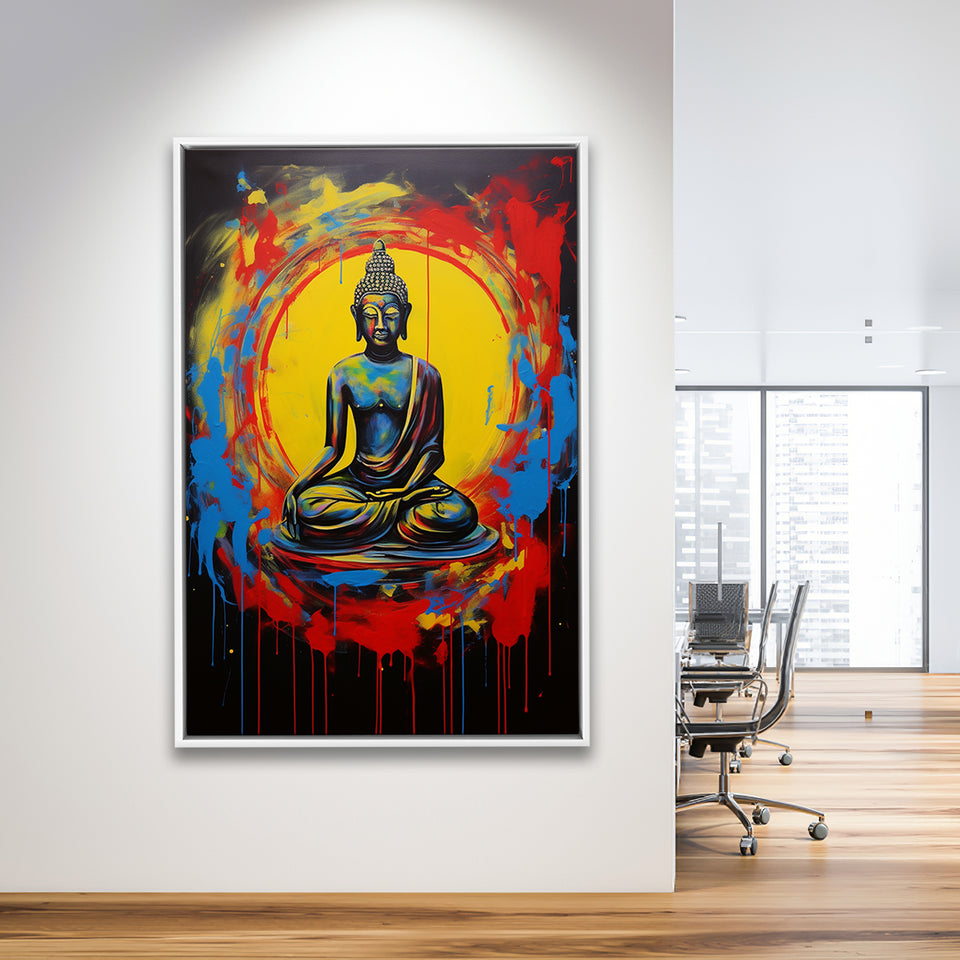 Buddha Meditate Fullbody Acrylic Painting,Framed Canvas Prints,Floating Frame, Wall Art Home Decor