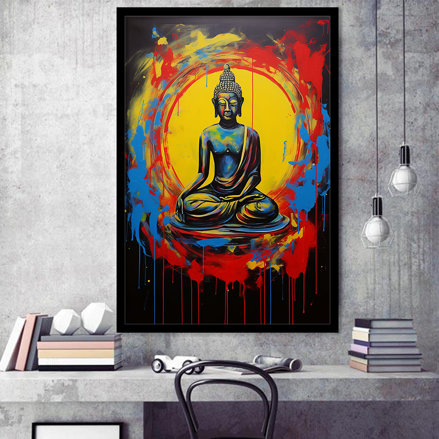 Buddha Meditate Fullbody Acrylic Painting, Painting Art, Framed Art Prints Wall Decor