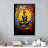 Buddha Meditate Fullbody Acrylic Painting,Framed Canvas Prints,Floating Frame, Wall Art Home Decor