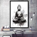 Buddha Meditate Ink Painting Black And White, Painting Art, Framed Art Prints Wall Decor
