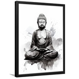 Buddha Meditate Ink Painting Black And White, Painting Art, Framed Art Prints Wall Decor