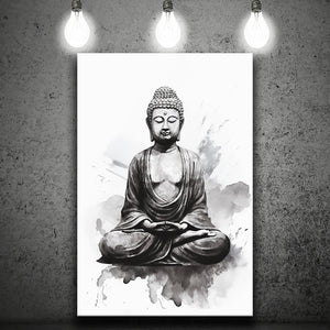 Buddha Meditate Ink Painting Black And White, Painting Art, Canvas Prints Wall Art Home Decor