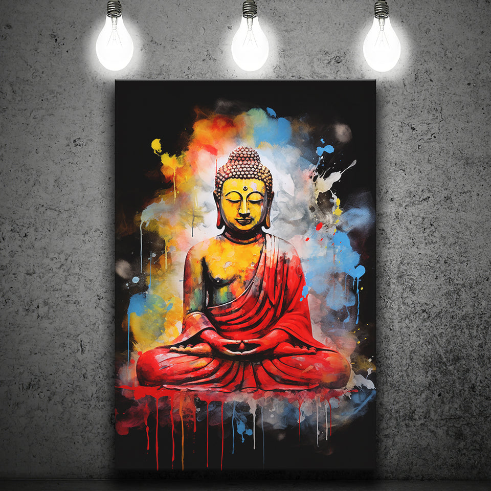 Buddha Meditate Watercolor Painting Colorful, Painting Art, Canvas Prints Wall Art Home Decor