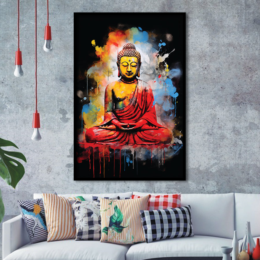 Buddha Meditate Watercolor Painting Colorful, Painting Art, Framed Art Prints Wall Decor