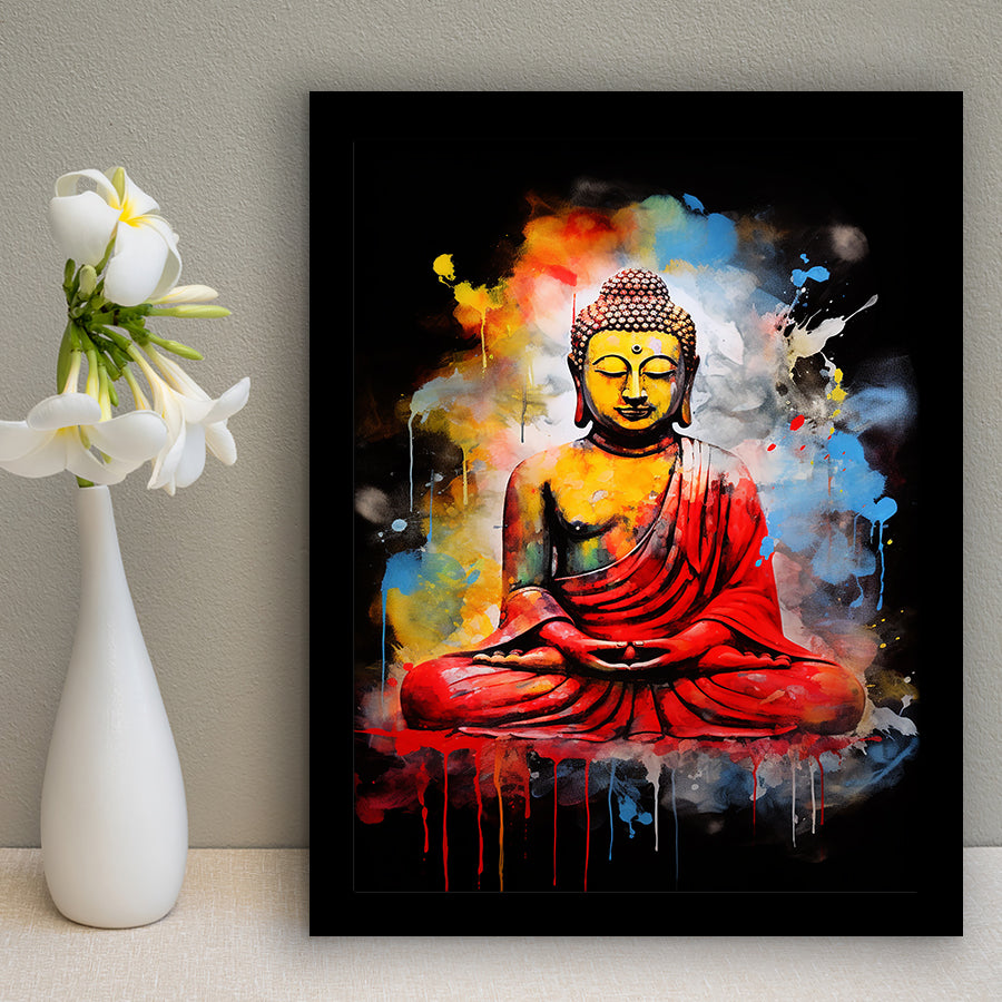 Buddha Meditate Watercolor Painting Colorful, Painting Art, Framed Art Prints Wall Decor