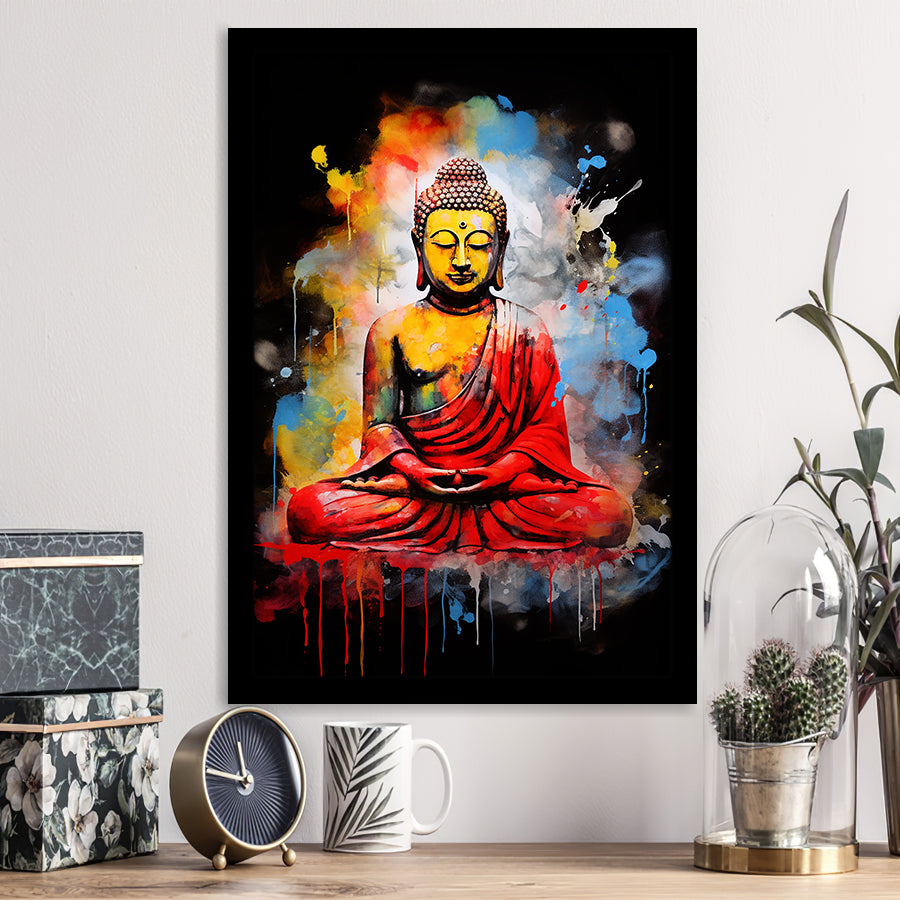 Buddha Meditate Watercolor Painting Colorful, Painting Art, Framed Art Prints Wall Decor