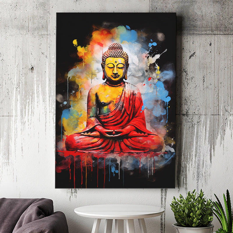 Buddha Meditate Watercolor Painting Colorful, Painting Art, Canvas Prints Wall Art Home Decor