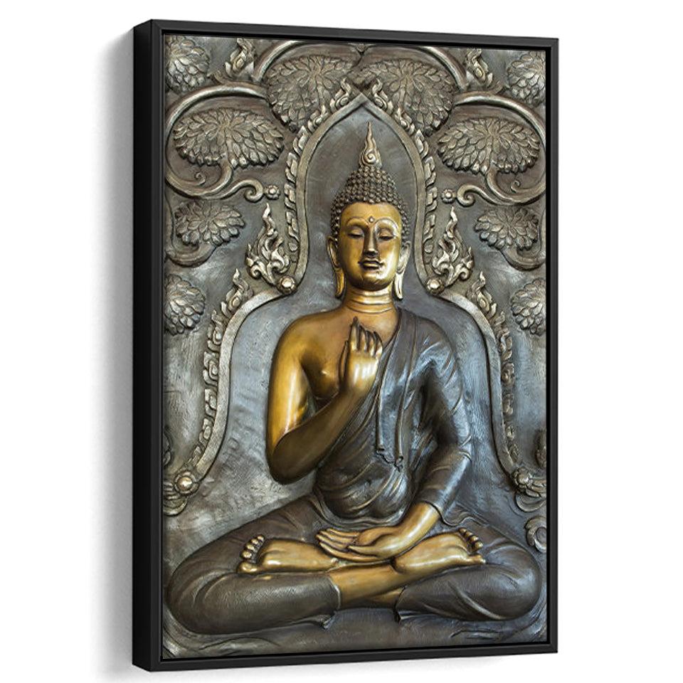 Buddha Meditation 3D Effect Art Framed Canvas Prints Wall Art Home Decor, Floating Frame