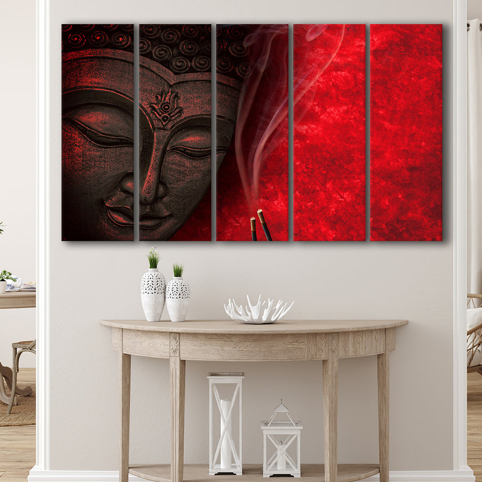 Buddha Meditation Red Background Extra Large Canvas Prints Multi Panels B Wall Art Prints Home Decor