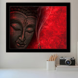 Buddha Meditation Red Background Framed Art Prints Wall Decor - Painting Art,Framed Picture,For Sale, Ready to hang