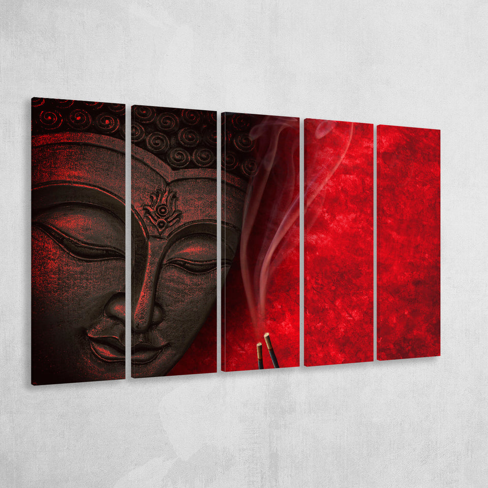 Buddha Meditation Red Background Extra Large Canvas Prints Multi Panels B Wall Art Prints Home Decor