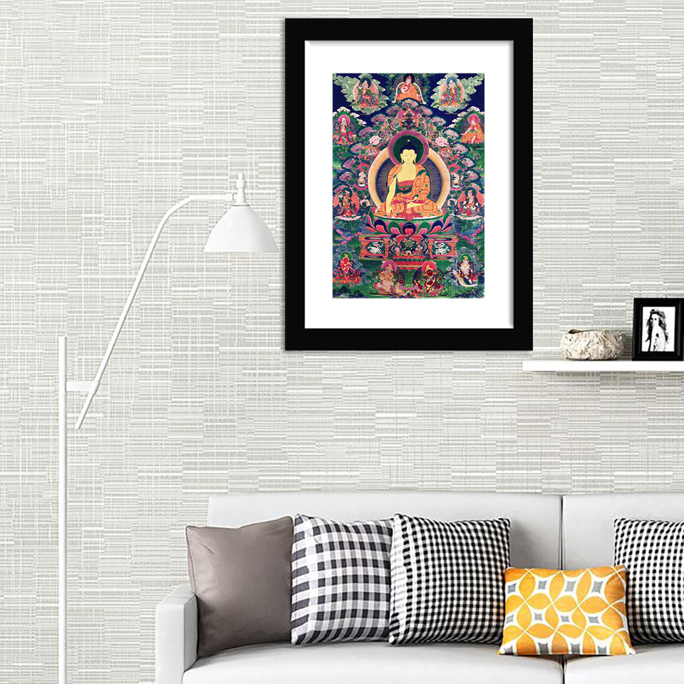 Buddha Shakyamuni with eleven figures - Framed Prints, Painting Art, Art Print, Framed Art, Black Frame - Unixcanvas