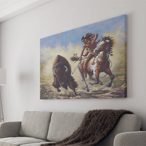 Buffalo Hunter Native American Painting Canvas Prints Wall Art - Painting Canvas, Painting Prints, Home Wall Decor, For Sale