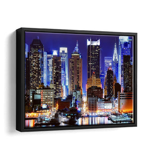 Buffalo New York City Skyline Framed Canvas Wall Art - Framed Prints, Prints for Sale, Canvas Painting