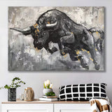 Bull Abstract Black And White Canvas Prints Wall Art - Painting Canvas, Home Wall Decor, For Sale, Painting Prints