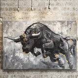 Bull Abstract Black And White Canvas Prints Wall Art - Painting Canvas, Home Wall Decor, For Sale, Painting Prints