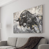 Bull Abstract Black And White Canvas Prints Wall Art - Painting Canvas, Home Wall Decor, For Sale, Painting Prints