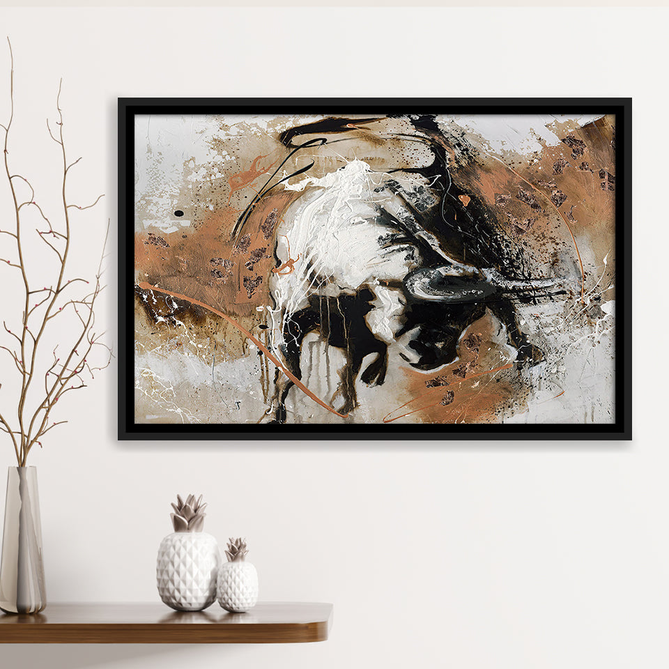 Bull Abstract Large Wall Art Framed Canvas Prints Wall Art Decor, Framed Picture, Floating Frame
