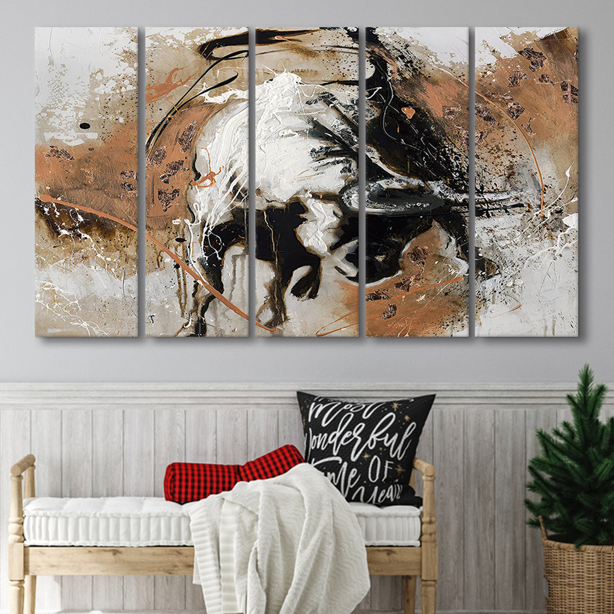 Bull Abstract Large Wall Art 5 Piece B Canvas Prints Wall Art, Multi P ...