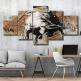 Bull Abstract Large Wall Art 5 Piece Canvas Prints Wall Art Decor, Multi Panels, Mixed Canvas