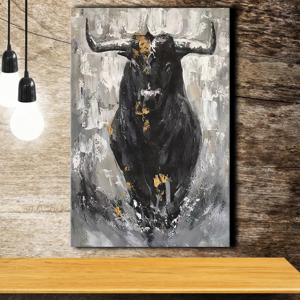 Bull Abstract Canvas Prints Wall Art - Painting Canvas, Home Wall Decor, For Sale, Painting Prints