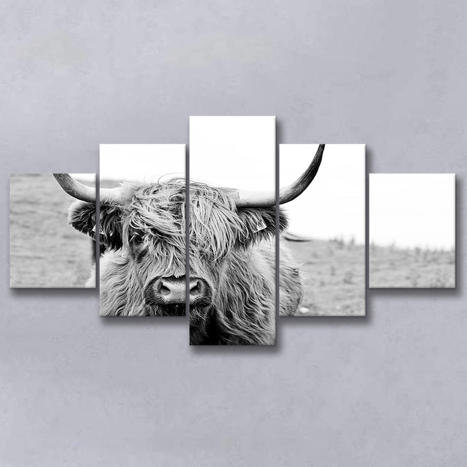 Bull Longhorn Bull Buffalo Cow Large Canvas Prints Multi Panels Wall Art Prints Home Decor