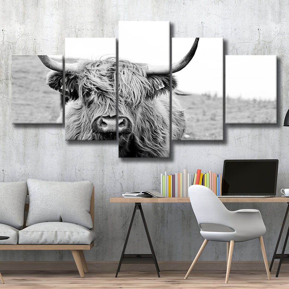 Bull Longhorn Bull Buffalo Cow Large Canvas Prints Multi Panels Wall Art Prints Home Decor