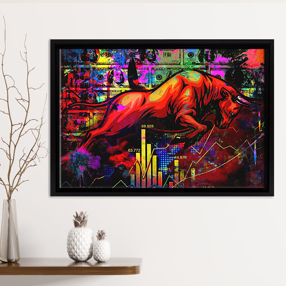 Bull Pop Art Wall Street Office Decor Motivation Inspirational Framed ...