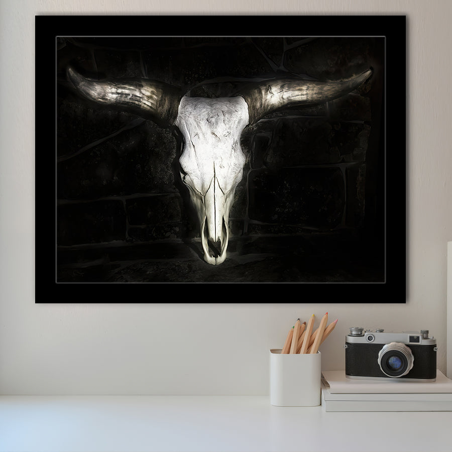 Bull Skull Black And White Framed Art Prints Wall Decor - Painting Prints,Wall Art, Framed Picture,For Sale