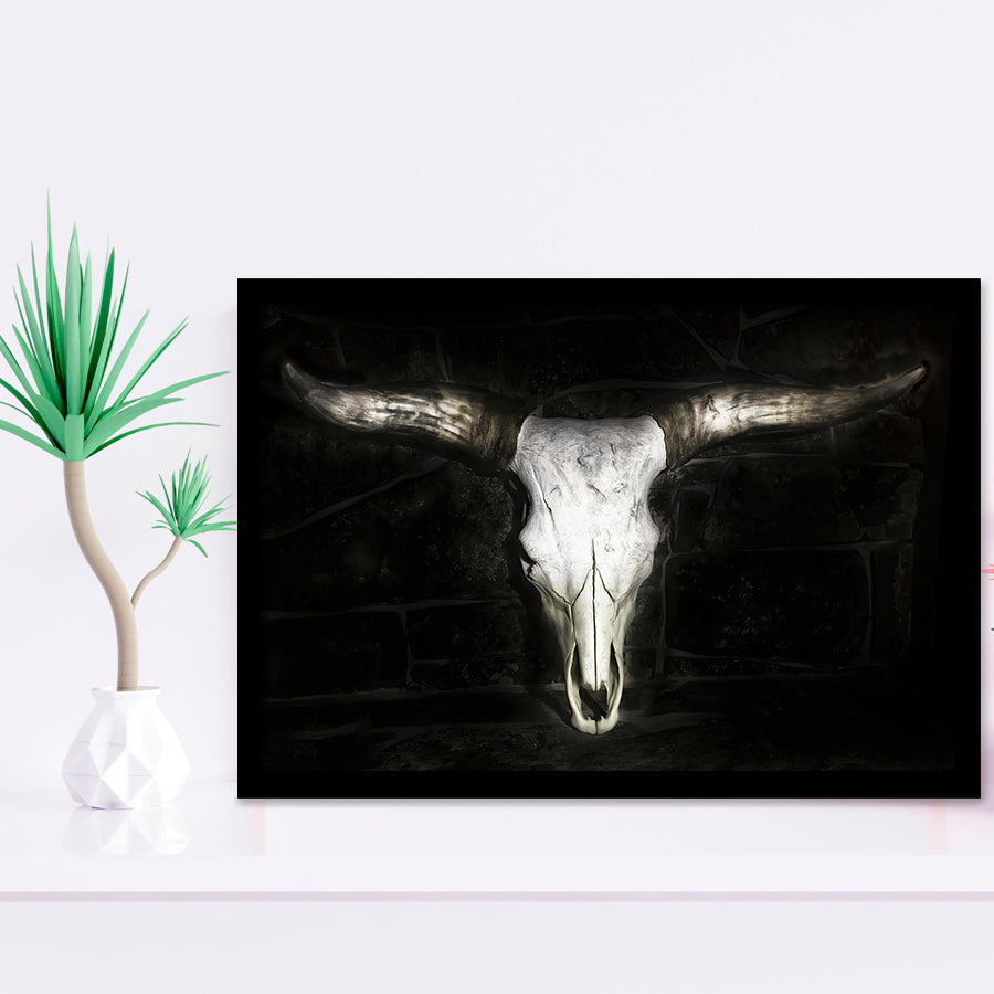 Bull Skull Black And White Framed Art Prints Wall Decor - Painting Prints,Wall Art, Framed Picture,For Sale