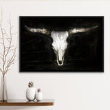 Bull Skull Black And White Framed Canvas Prints Wall Art - Painting Canvas,Floating Frame, Painting Prints,For Sale