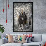 Bull Abstract Painting Framed Art Prints Wall Decor - Painting Prints, Wall Art, Framed Picture