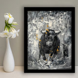 Bull Abstract Painting Framed Art Prints Wall Decor - Painting Prints, Wall Art, Framed Picture