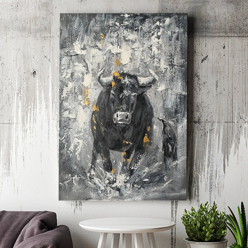 Bull Abstract Painting Canvas Prints Wall Art - Painting Canvas, Art Prints, Wall Decor