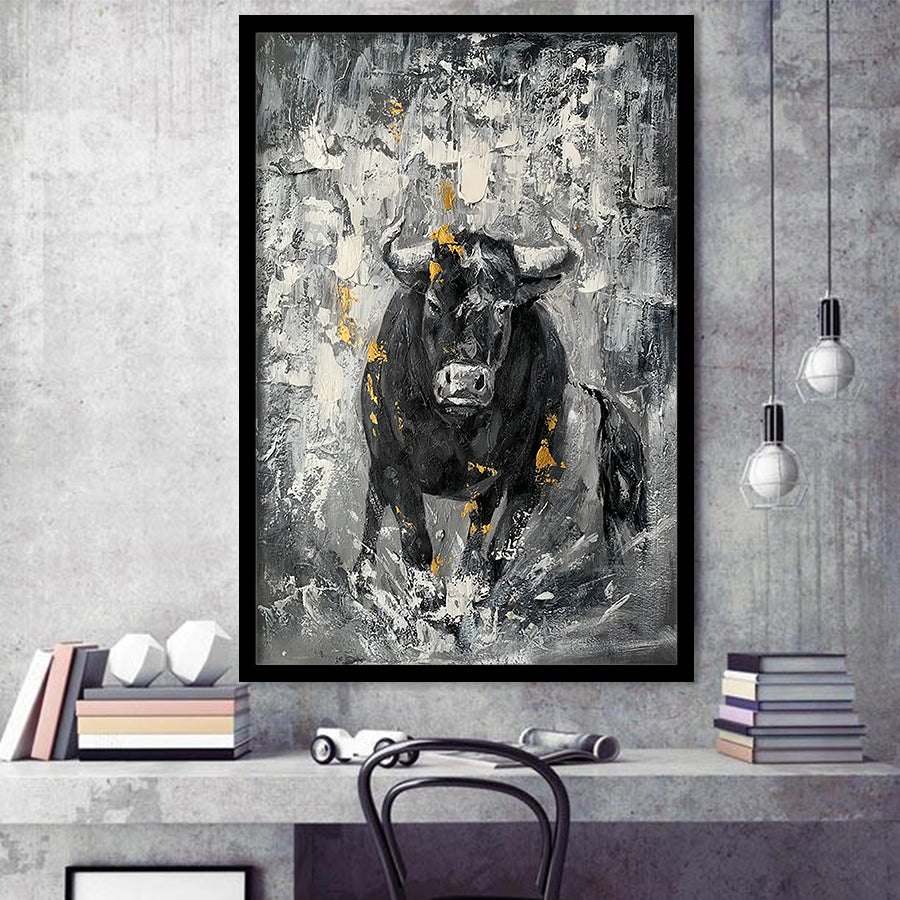 Bull Abstract Painting Framed Art Prints Wall Decor - Painting Prints, Wall Art, Framed Picture