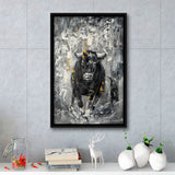 Bull Abstract Painting Framed Canvas Prints Wall Art - Painting Canvas, Floating Frame, Wall Decor