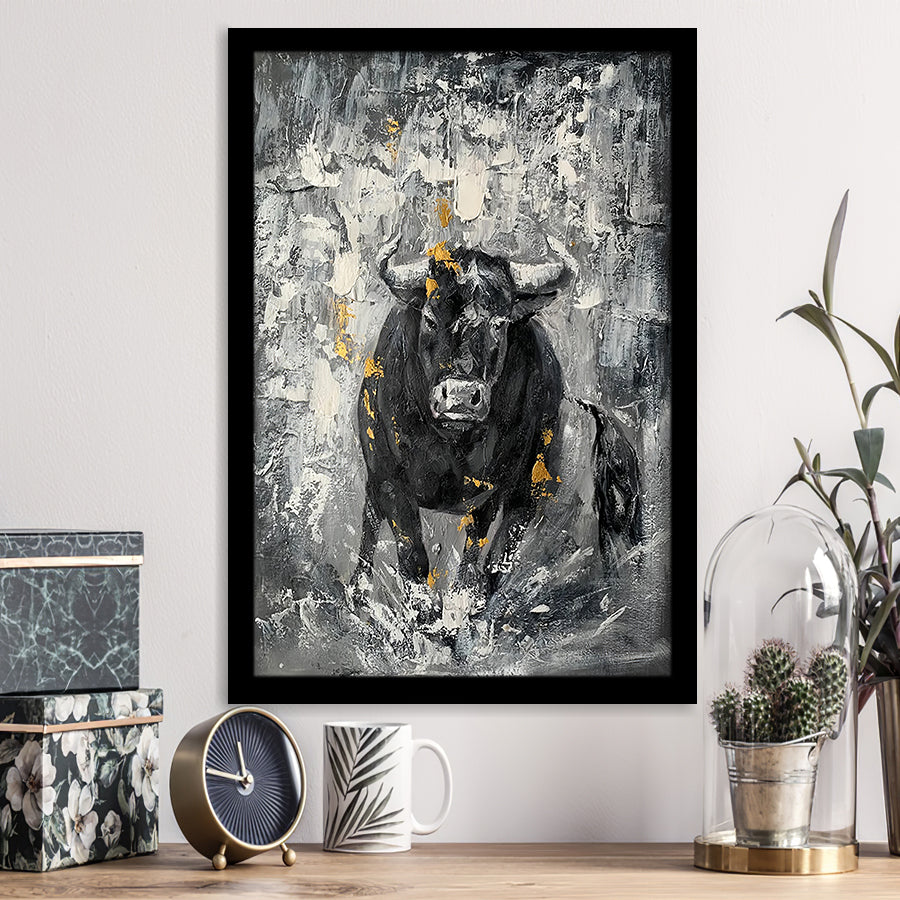 Bull Abstract Painting Framed Art Prints Wall Decor - Painting Prints, Wall Art, Framed Picture