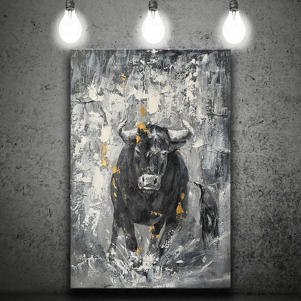 Bull Abstract Painting Canvas Prints Wall Art - Painting Canvas, Art Prints, Wall Decor