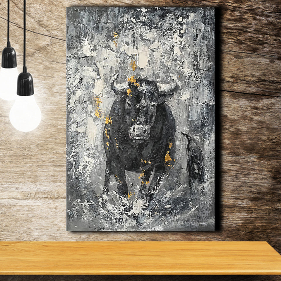 Bull Abstract Painting Canvas Prints Wall Art - Painting Canvas, Art Prints, Wall Decor