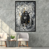 Bull Abstract Painting Framed Canvas Prints Wall Art - Painting Canvas, Floating Frame, Wall Decor