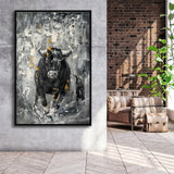 Bull Abstract Painting Framed Canvas Prints Wall Art - Painting Canvas, Floating Frame, Wall Decor