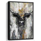 Bull Painting Large Oil Painting Black And Gold Abstract Cow Framed Canvas Prints Wall Art - Painting Canvas, Framed Picture, Home Art Decor