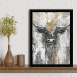 Bull Painting Large Oil Painting Black And Gold Abstract Cow Framed Canvas Prints Wall Art - Painting Canvas, Framed Picture, Home Art Decor